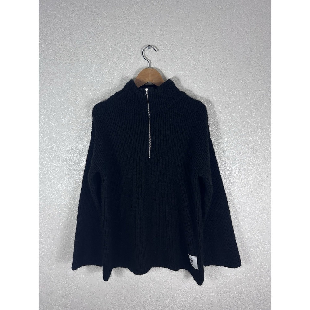 Free People FP Movement Black Ribbed Half Zip Mock Neck Sweater Women's XS